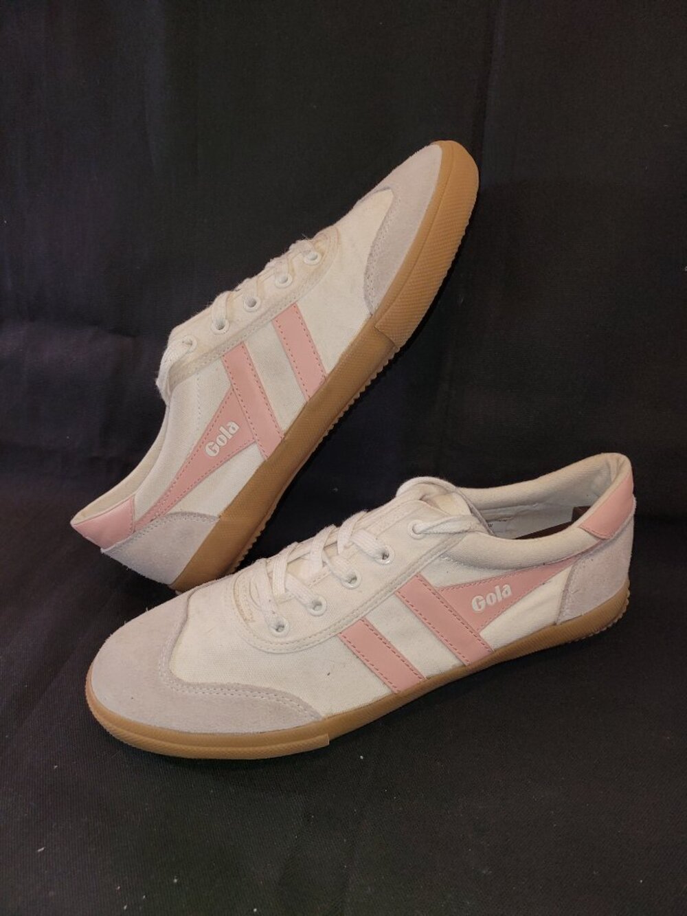 Gola Badminton Plimsoll Off White and Pearl Pink Suede Sneakers Women's Size 9 - Picture 9 of 14